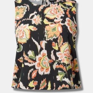 Torrid Size 0 Challis Shell Top Sleeveless Top - Black and Multicolor NWT